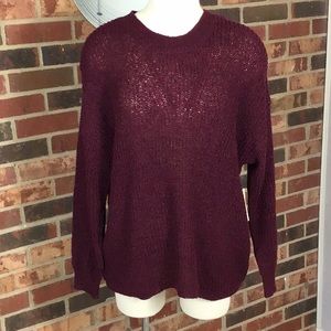NWT. Burgundy drop shoulder sweater with back cut outs Size 1X